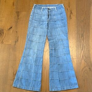 Vintage Light Blue Patchwork Flared Women’s Jeans